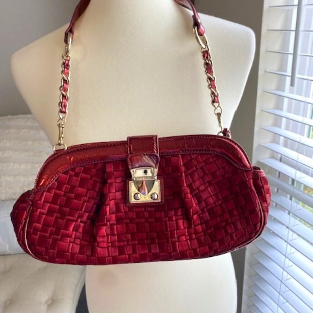 THE SAK Burgundy Purse Ribbon Weave Shoulder bag/clutch